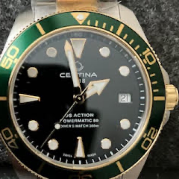 CERTINA DS ACTION POWERMATIC80 BLACK/GREEN/GOLD ON BRACELET 38MM - Picture 8 of 16